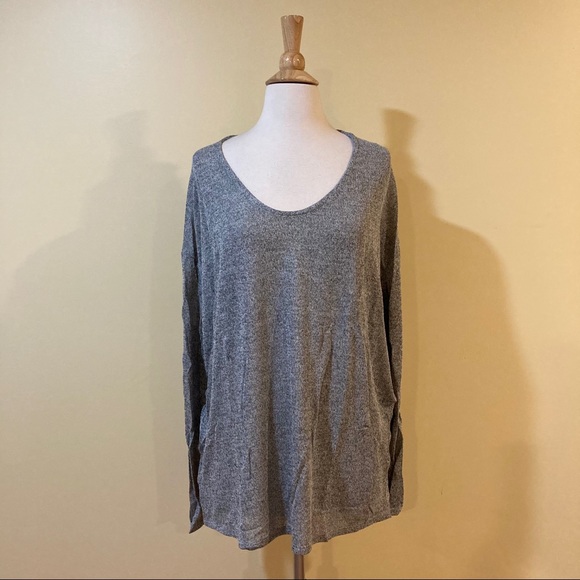 Slouchy Stretchy V Neck Marled Knit Sweater Top - Picture 6 of 10